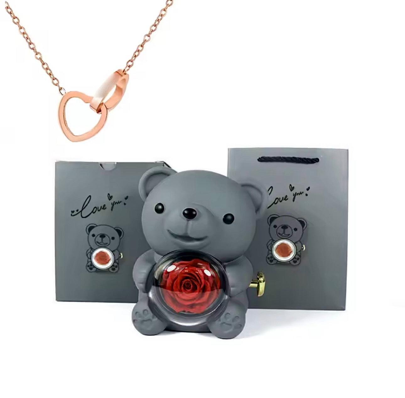 Caja Oso Joyero con Collar