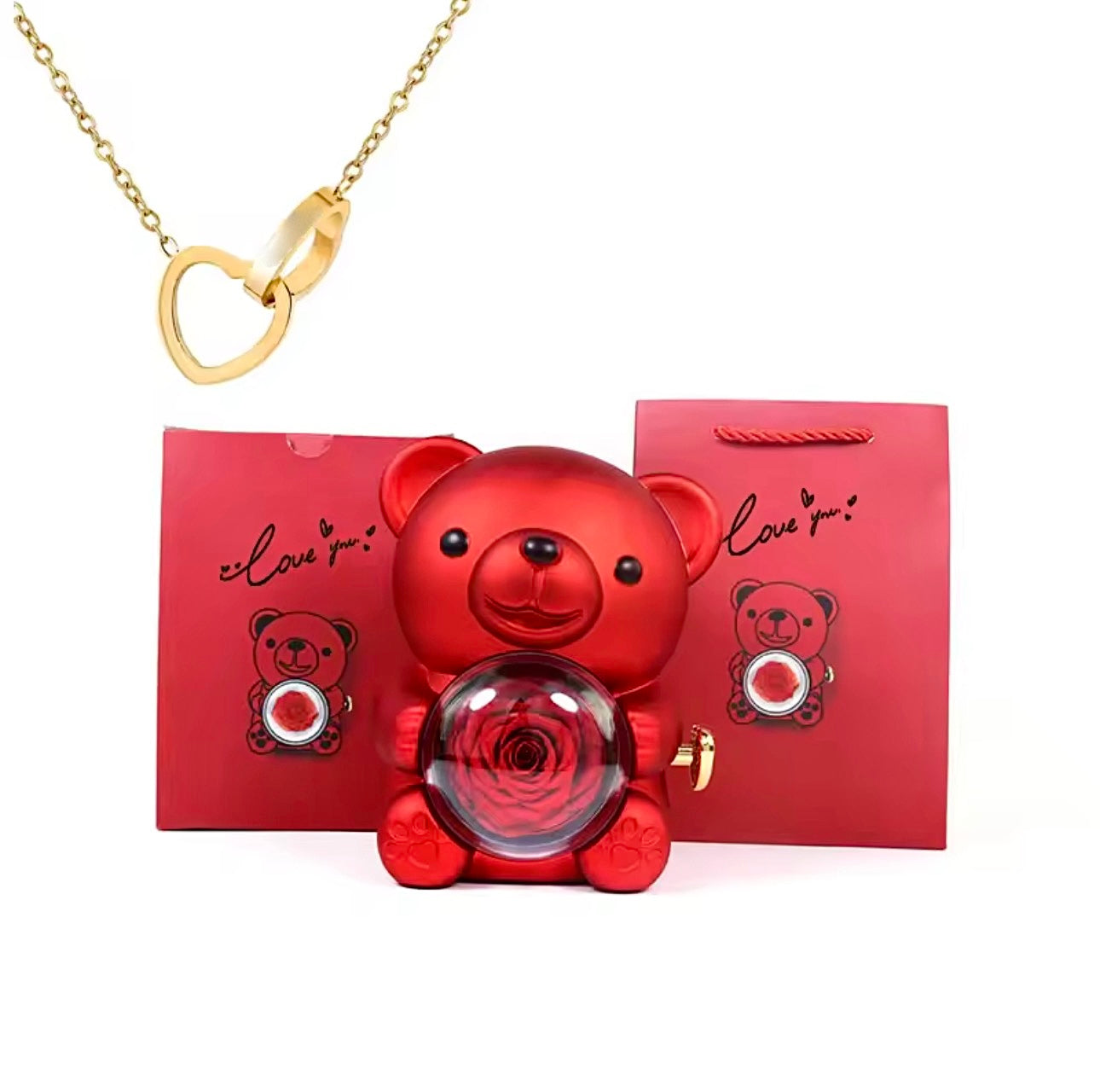 Caja Oso Joyero con Collar