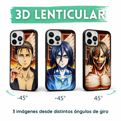Funda 3D Attack on Titan Eren, Levi, Reiner