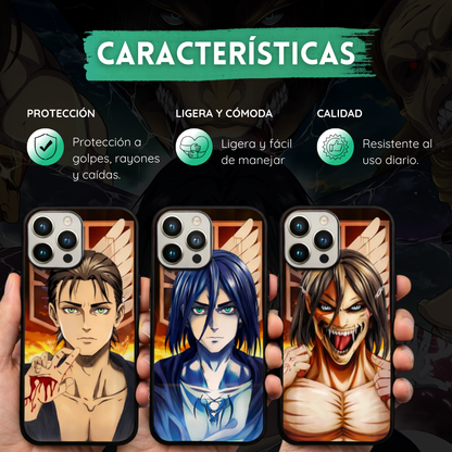 Funda 3D Attack on Titan Eren, Levi, Reiner